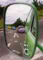 View from the rear view mirror of Andy's panel van