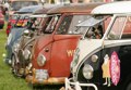 Line-up of VW Camper vans