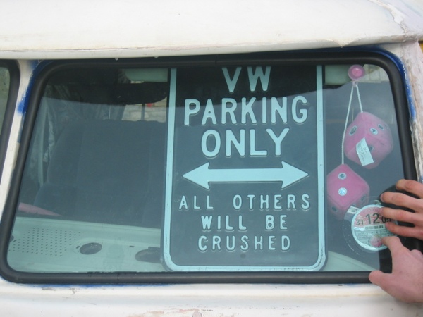 Sign inside George's bus