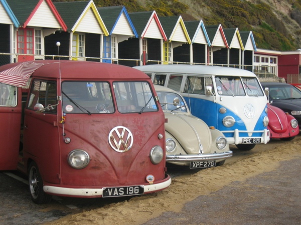 Buses lined up along Boscombe Pier