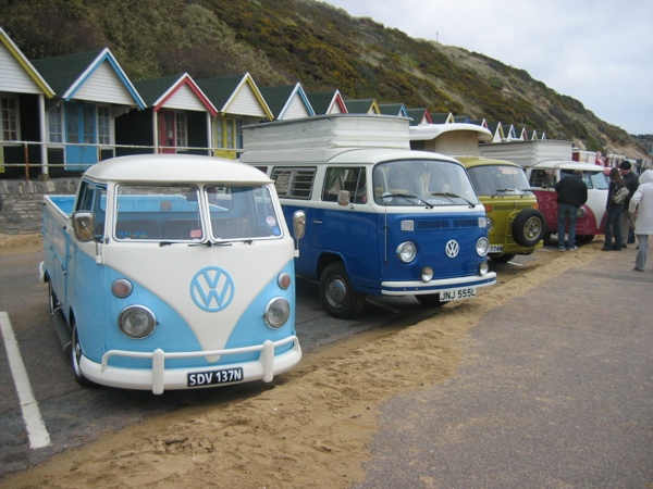 Buses lined up along Boscombe Pier