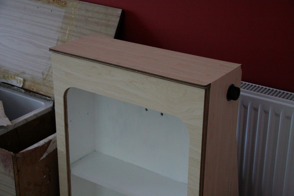 The wardrobe unit - sanded, covered and painted inside