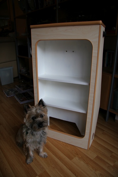 The (almost) finished wardrobe unit (with added shelves). Edge trim now added