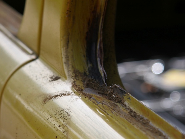 Rust damage inside the window