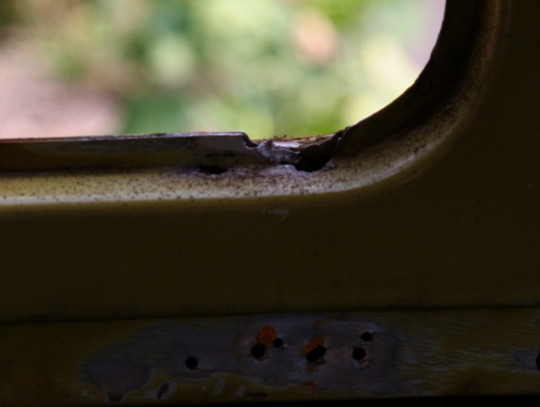 Rust damage inside the window