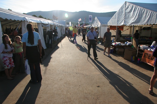 People milling around the trade stores