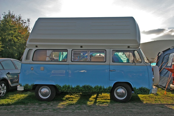 Camper van with grass design