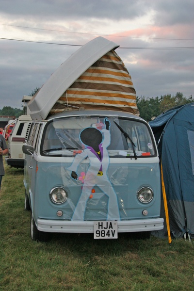 70's dancer design in front of camper van