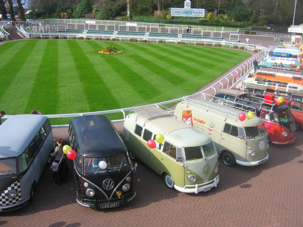 Splitties parked up outside at Sandown Park