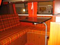 A very orange Westfalia interior